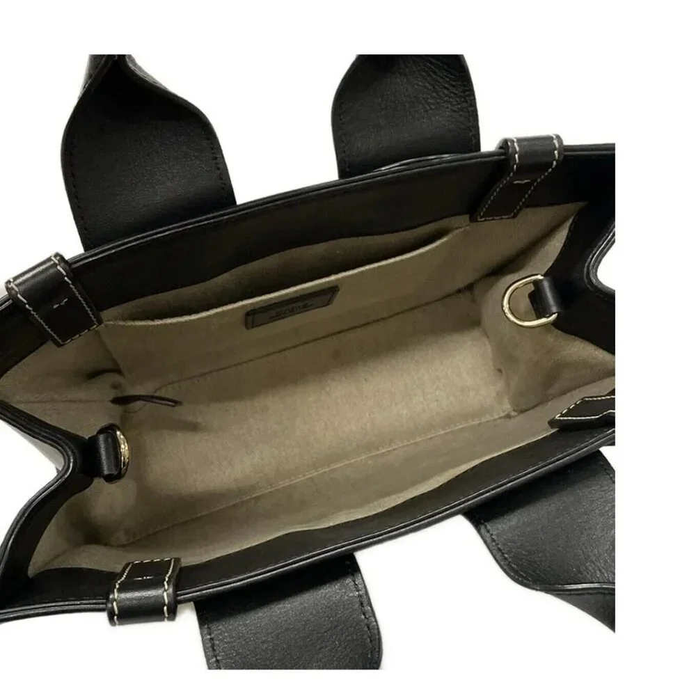 Auth Chloe Woody Small Tote Bag Black Smooth Calfskin - Picture 5 of 10